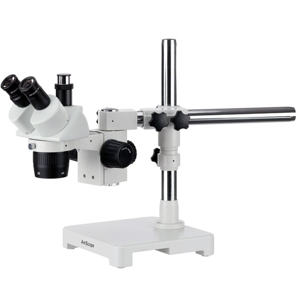 Amscope 20X & 40X Trinocular Stereo Microscope on Single-Arm Boom Stand SW-3T24 - main